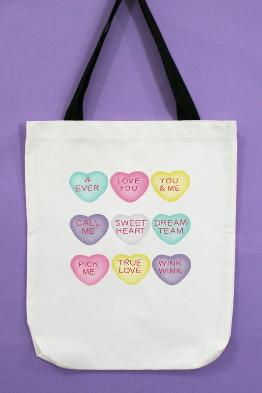 Candy Hearts Valentines Tote Bag free shipping -Oh Em Gee Boutique