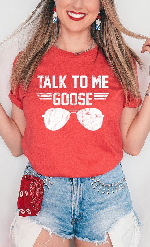 Talk to Me Goose White Ink Graphic Tee PLUS free shipping -Oh Em Gee Boutique