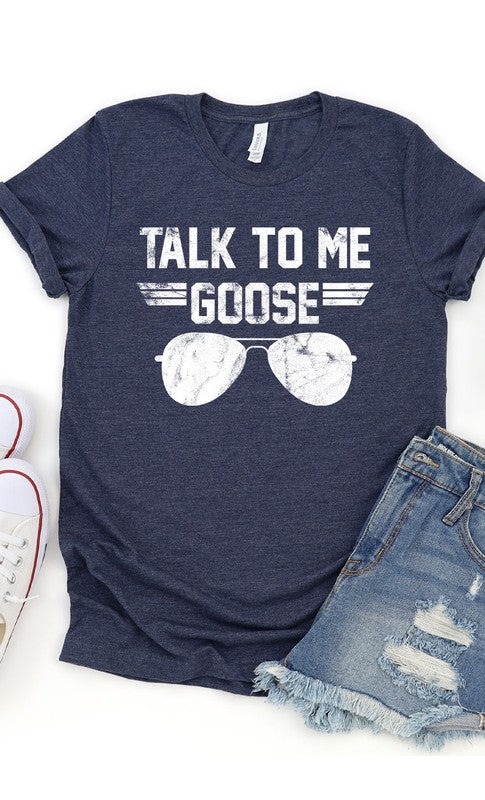 Talk to Me Goose White Ink Graphic Tee PLUS free shipping -Oh Em Gee Boutique