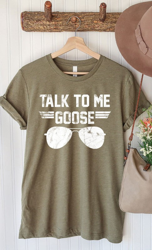 Talk to Me Goose White Ink Graphic Tee PLUS free shipping -Oh Em Gee Boutique