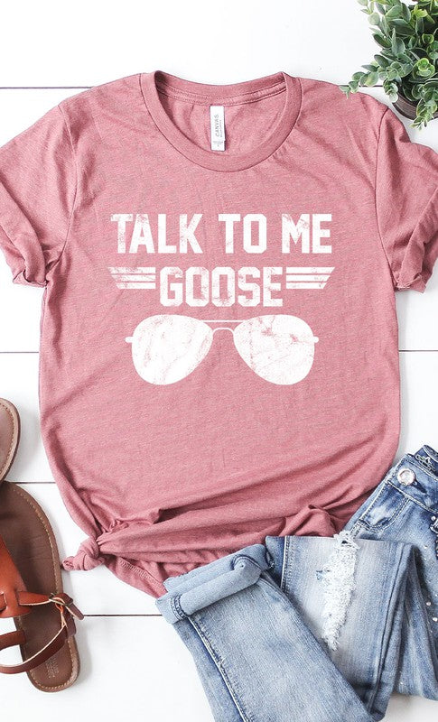 Talk to Me Goose White Ink Graphic Tee PLUS free shipping -Oh Em Gee Boutique