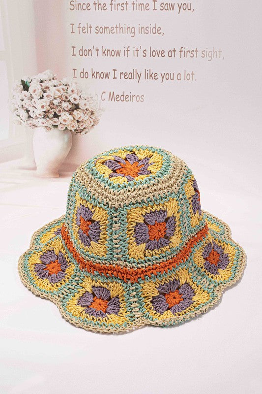 Crochet Granny Square Bucket Hat free shipping -Oh Em Gee Boutique