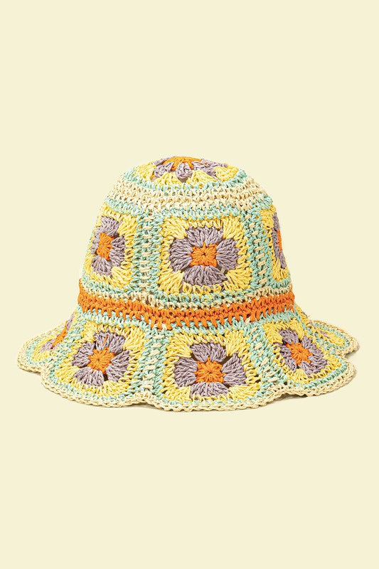 Crochet Granny Square Bucket Hat free shipping -Oh Em Gee Boutique