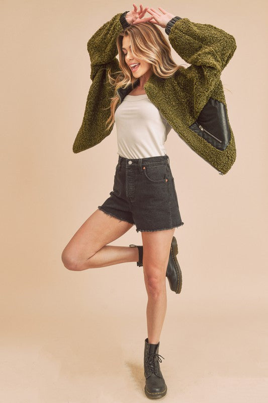 Penny Vegan Sherpa Jacket free shipping -Oh Em Gee Boutique