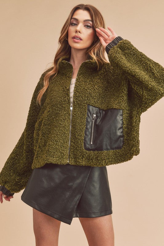 Penny Vegan Sherpa Jacket free shipping -Oh Em Gee Boutique