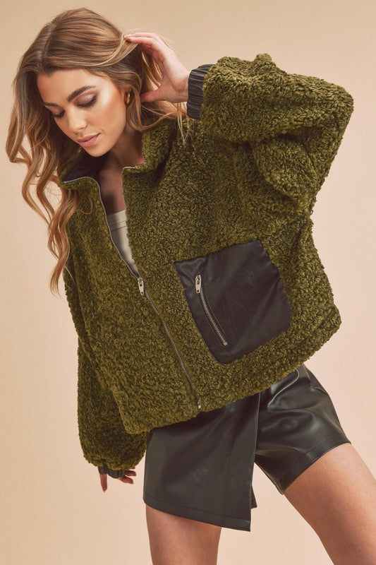 Penny Vegan Sherpa Jacket free shipping -Oh Em Gee Boutique