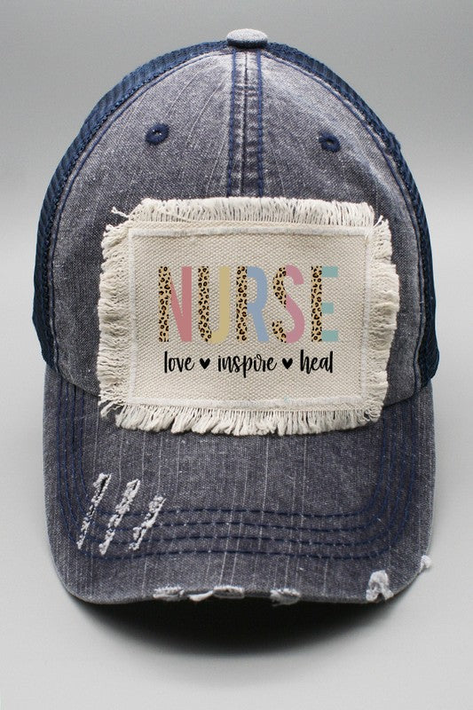 Leopard Nurse Love Inspire Heal Patch Hat free shipping -Oh Em Gee Boutique