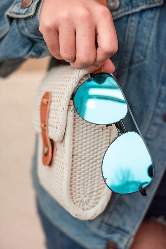 Black Blue High Quality Unisex Aviator Sunglasses free shipping -Oh Em Gee Boutique 