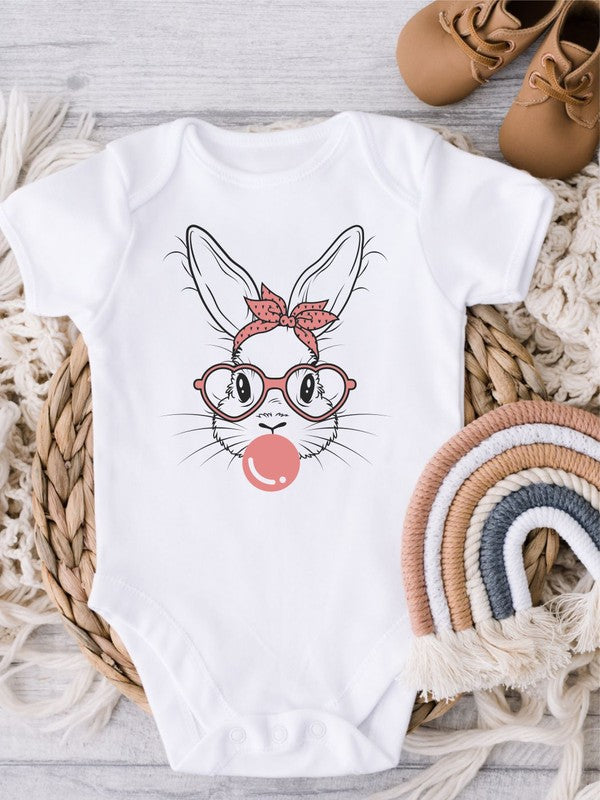 Bunny with Bubble Gum Baby Onesie free shipping -Oh Em Gee Boutique