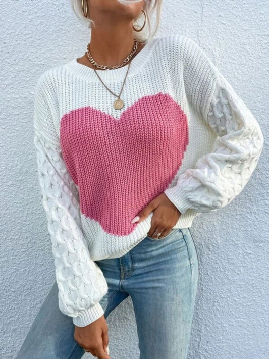 Heart Knit Sweater free shipping -Oh Em Gee Boutique