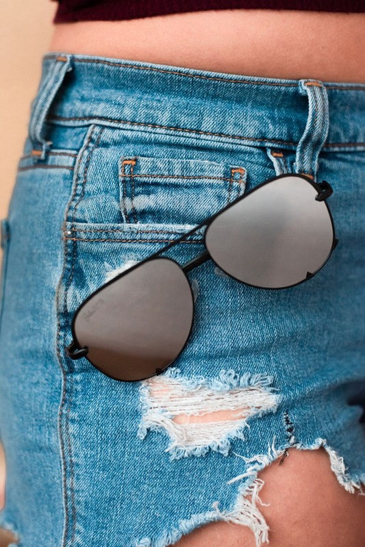 Black/Silver  Unisex Aviator Sunglasses free shipping -Oh Em Gee Boutique