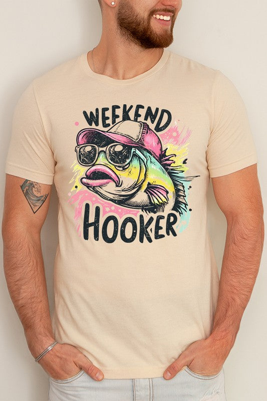 Men's Weekend Fishing Hooker Graphic Tee free shipping -Oh Em Gee Boutique