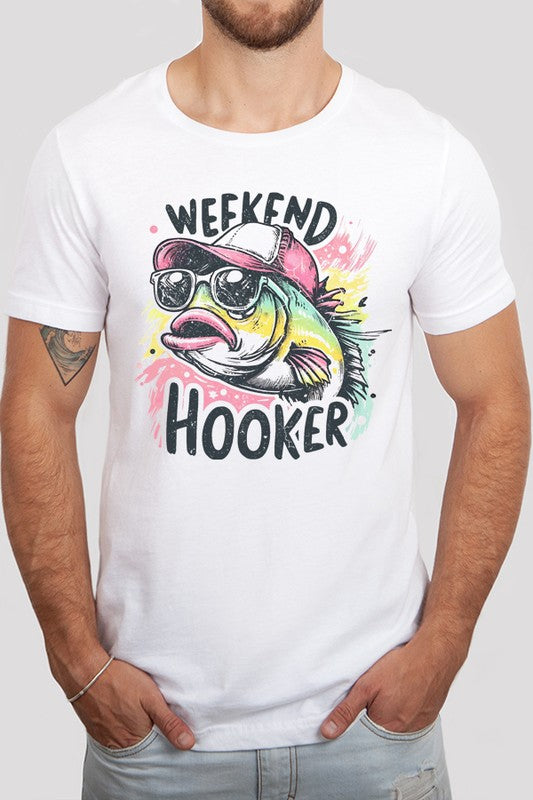 Men's Weekend Fishing Hooker Graphic Tee free shipping -Oh Em Gee Boutique