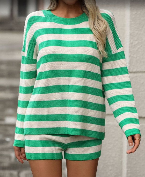 Striped Long Sleeve 2 Piece Set free shipping -Oh Em Gee Boutique