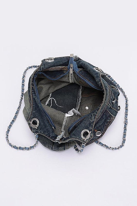 Vintage Denim Iconic Tote Bag free shipping -Oh Em Gee Boutique