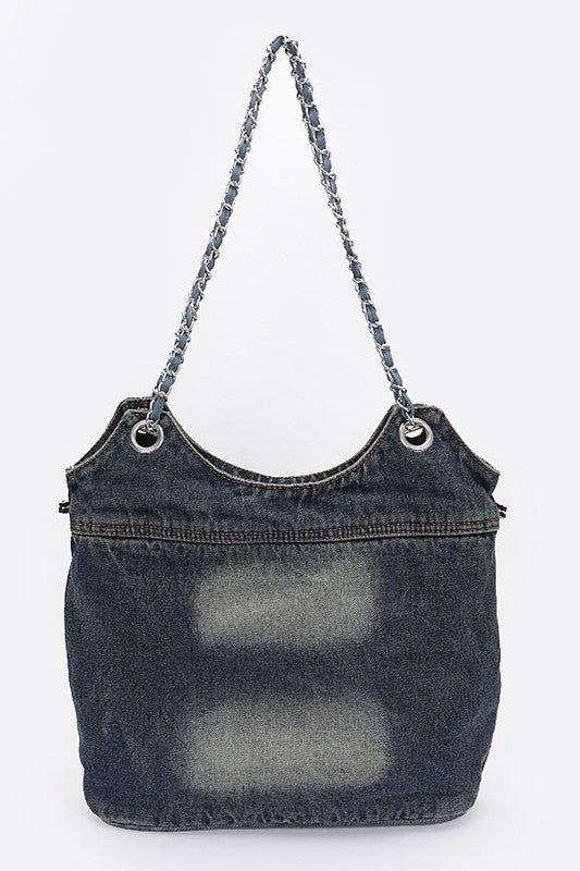 Vintage Denim Iconic Tote Bag free shipping -Oh Em Gee Boutique