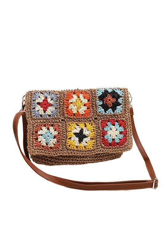 Sylvie Foldover Crochet Woven Crossbody free shipping -Oh Em Gee Boutique