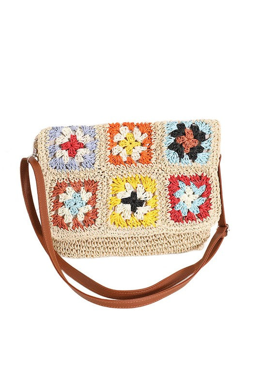 Sylvie Foldover Crochet Woven Crossbody free shipping -Oh Em Gee Boutique