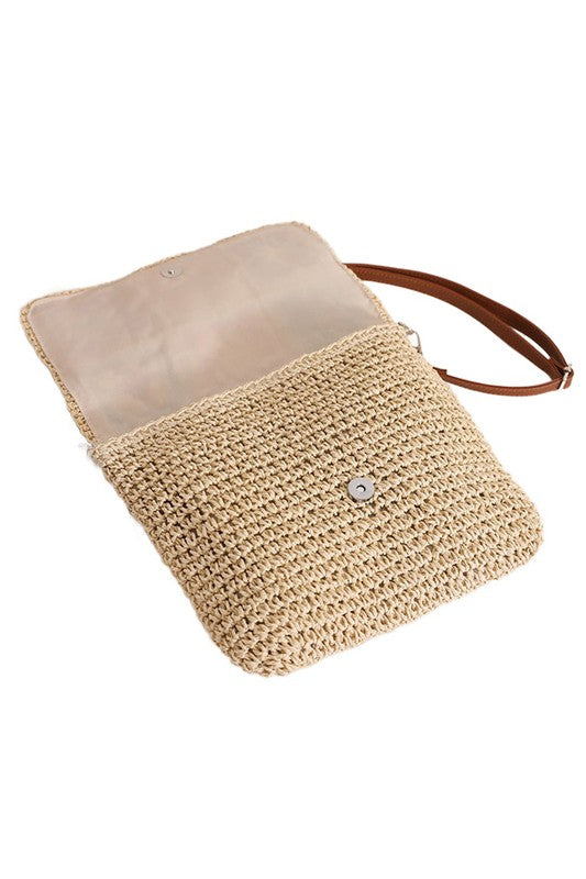 Sylvie Foldover Crochet Woven Crossbody free shipping -Oh Em Gee Boutique