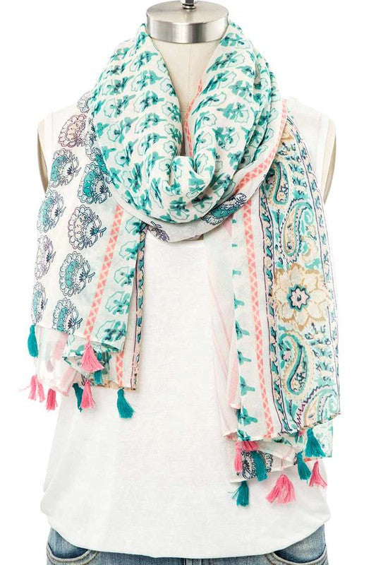 Mix Printed Tassel Large Scarf free shipping -Oh Em Gee Boutique