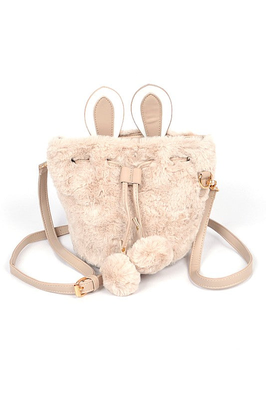 Faux Fur Plush Bunny Ear Crossbody Swing Bag free shipping -Oh Em Gee Boutique