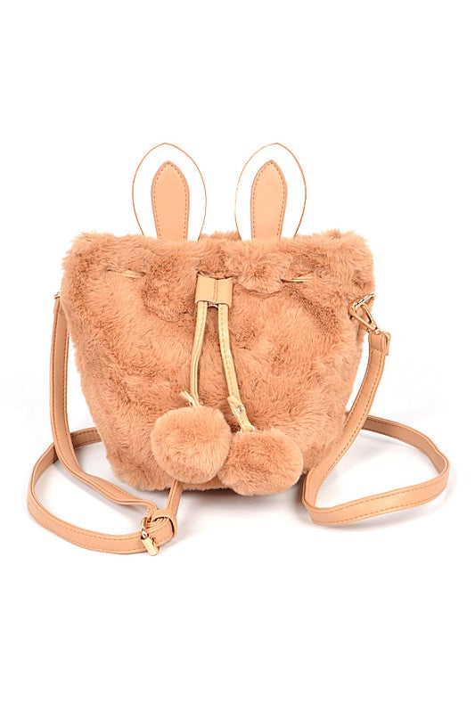 Faux Fur Plush Bunny Ear Crossbody Swing Bag free shipping -Oh Em Gee Boutique