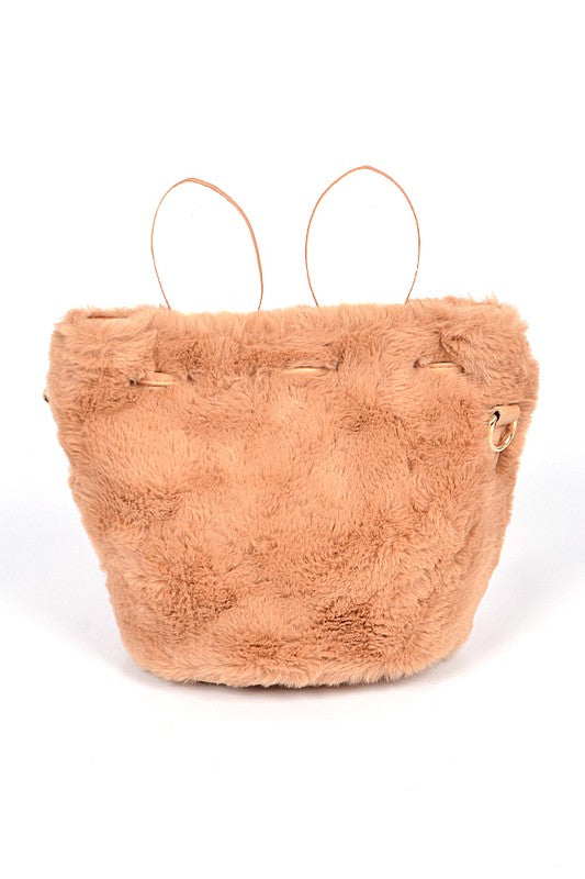 Faux Fur Plush Bunny Ear Crossbody Swing Bag free shipping -Oh Em Gee Boutique