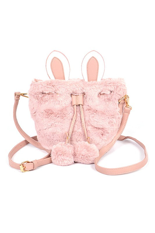 Faux Fur Plush Bunny Ear Crossbody Swing Bag free shipping -Oh Em Gee Boutique