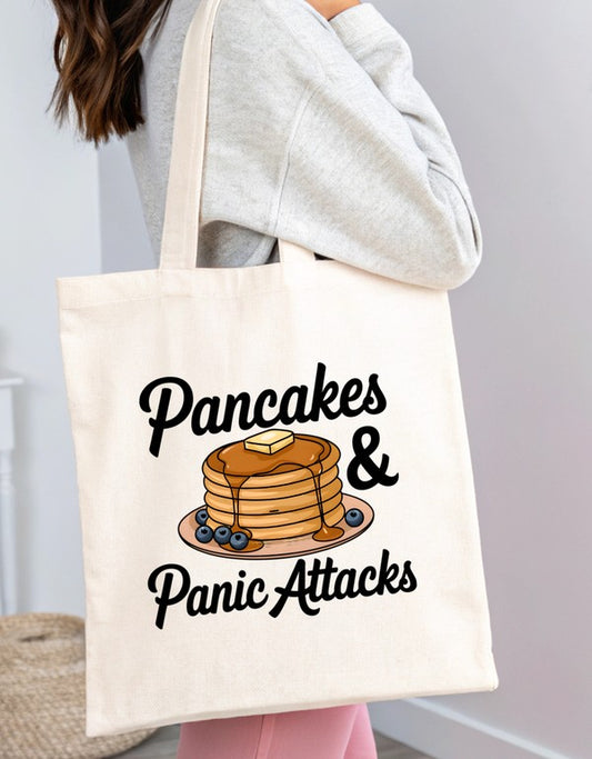 Pancakes and Panic Attacks Canvas Tote free shipping -Oh Em Gee Boutique