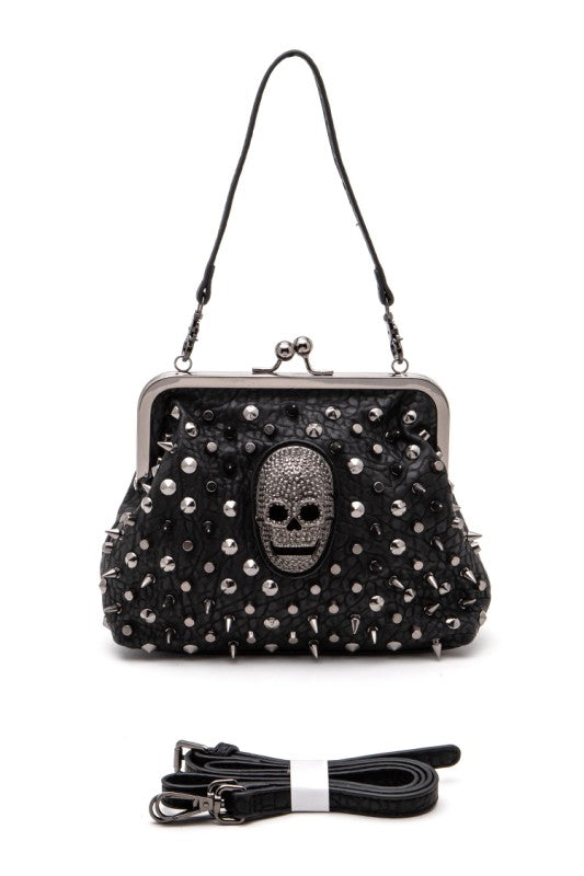 Skull Studded Convertible Shoulder Bag free shipping -Oh Em Gee Boutique