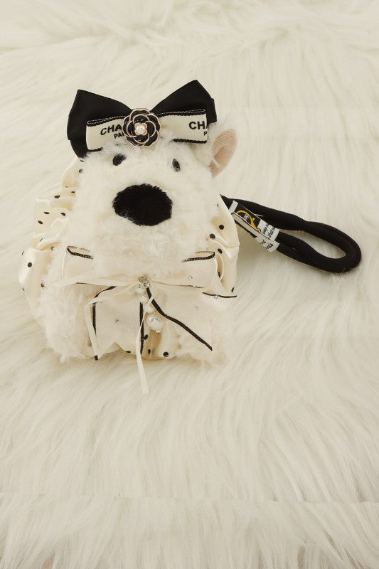 Elegant Sequin Accent Plush Dog Versatile Keychain free shipping -Oh Em Gee Boutique