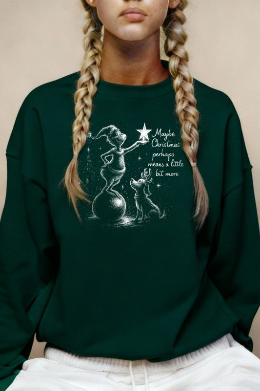 Maybe Christmas Halftone Graphic Plus Size Sweatshirt free shipping -Oh Em Gee Boutique