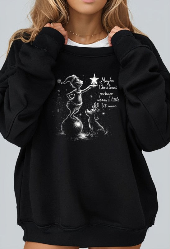 Maybe Christmas Halftone Graphic Plus Size Sweatshirt free shipping -Oh Em Gee Boutique
