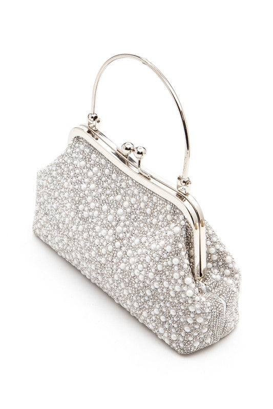 Pearl And Rhinestone Top Handle Convertible Clutch free shipping -Oh Em Gee Boutique