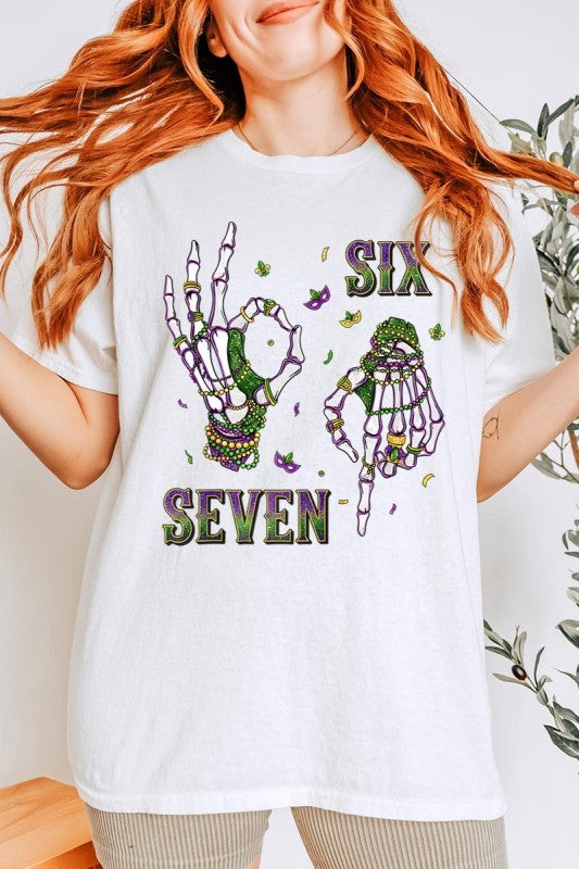 Skeleton Mardi Gras Graphic Heavy Cotton Tee free shipping -Oh Em Gee Boutique
