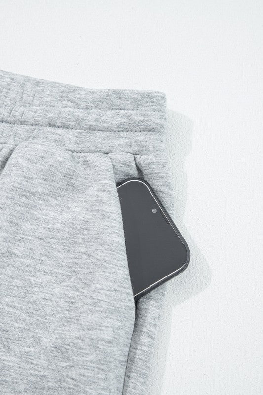 Solid Quarter-Zip Top and Drawstring Pants Set free shipping -Oh Em Gee Boutique