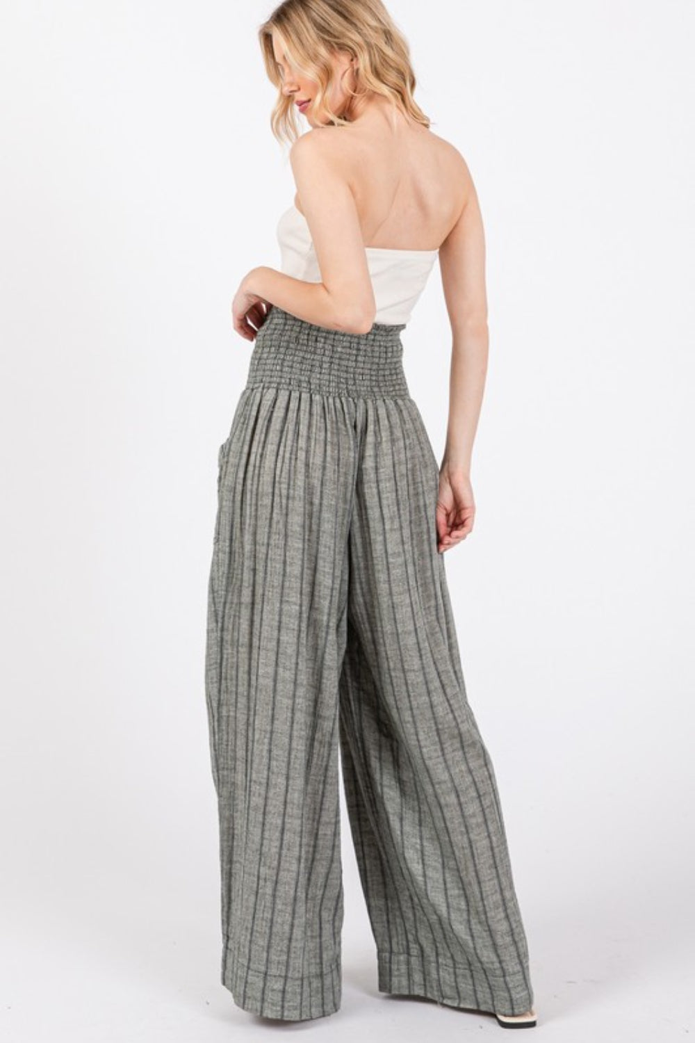 SAGE + FIG Cotton Gauze Wash Stripe Pants free shipping -Oh Em Gee Boutique