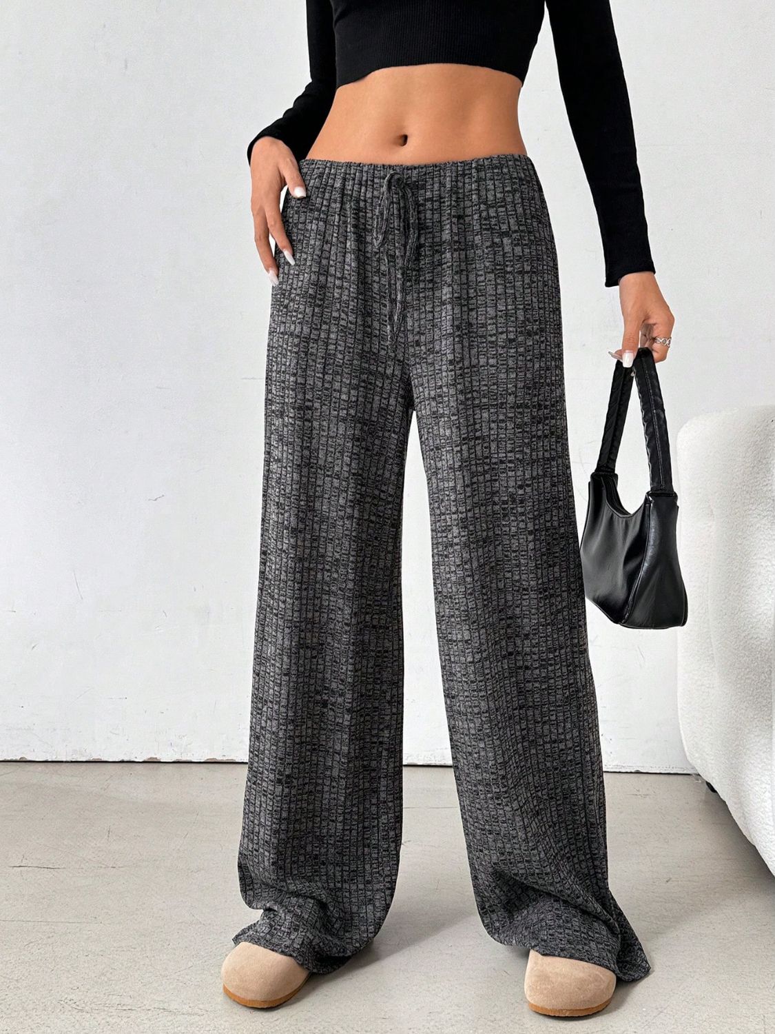 Tied Striped Wide Leg Pants free shipping -Oh Em Gee Boutique