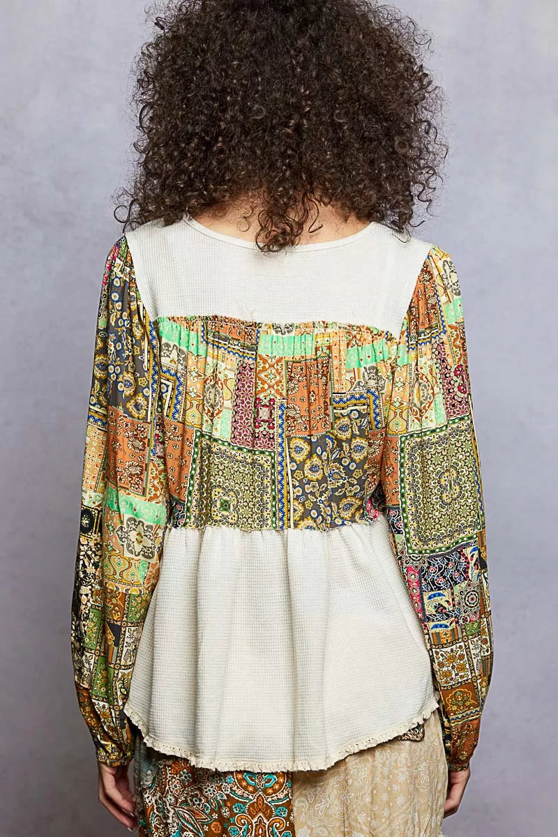 POL Balloon Sleeve Peplum Blouse with Trim Detail free shipping -Oh Em Gee Boutique