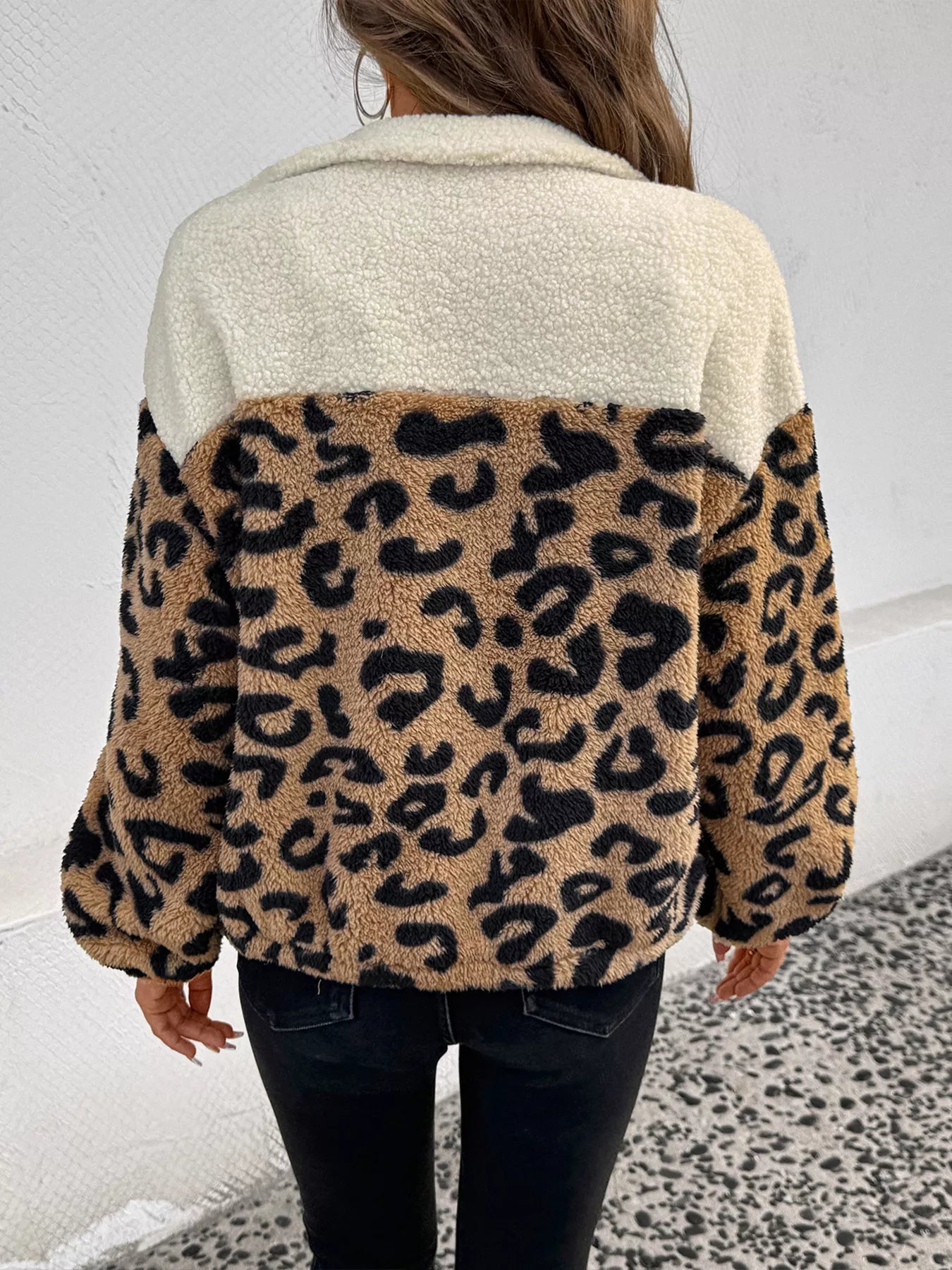 Leopard Zip Up Fleece Jacket free shipping -Oh Em Gee Boutique