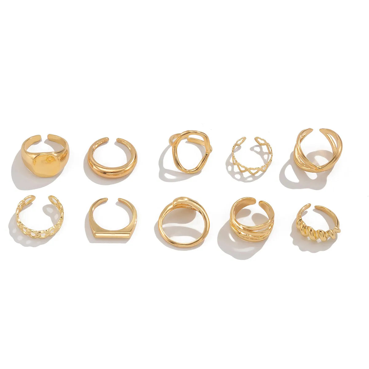 10-Piece Alloy Geometric Rings free shipping -Oh Em Gee Boutique