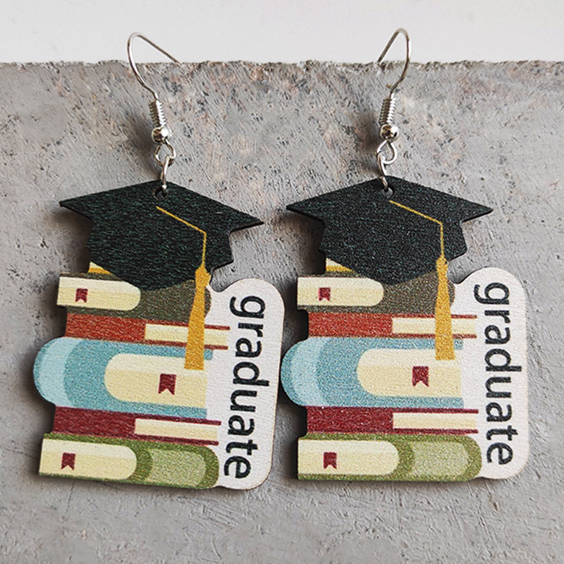 School Theme Wooden Dangle Earrings free shipping -Oh Em Gee Boutique