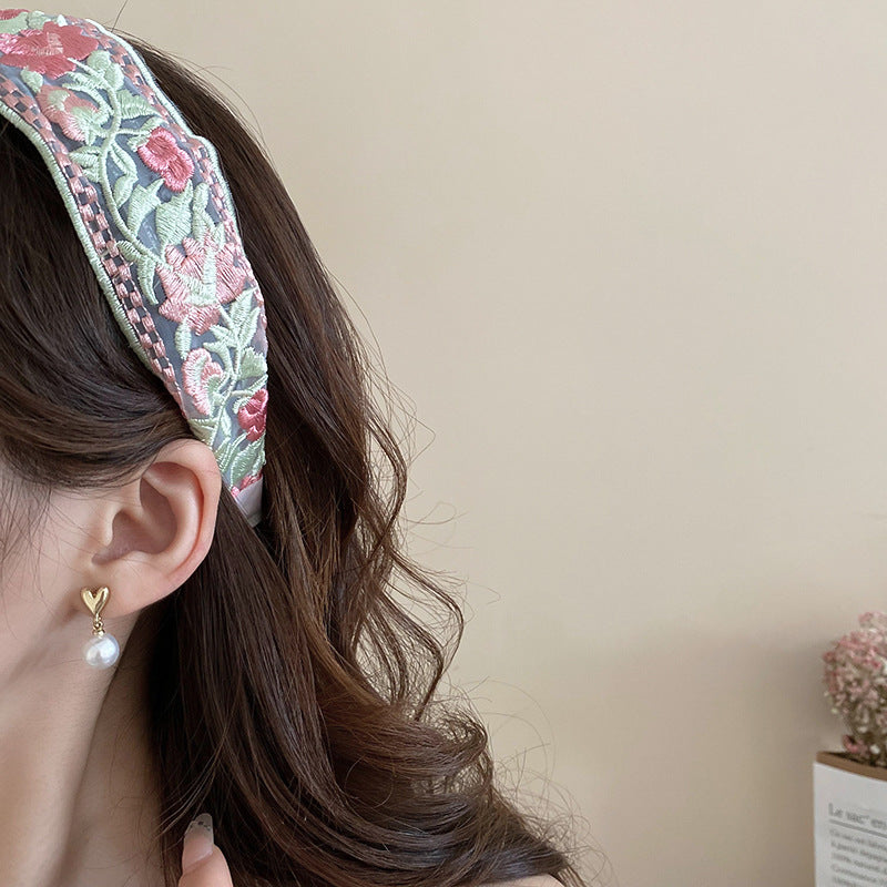 Acrylic Flower Embroidered Headband free shipping -Oh Em Gee Boutique