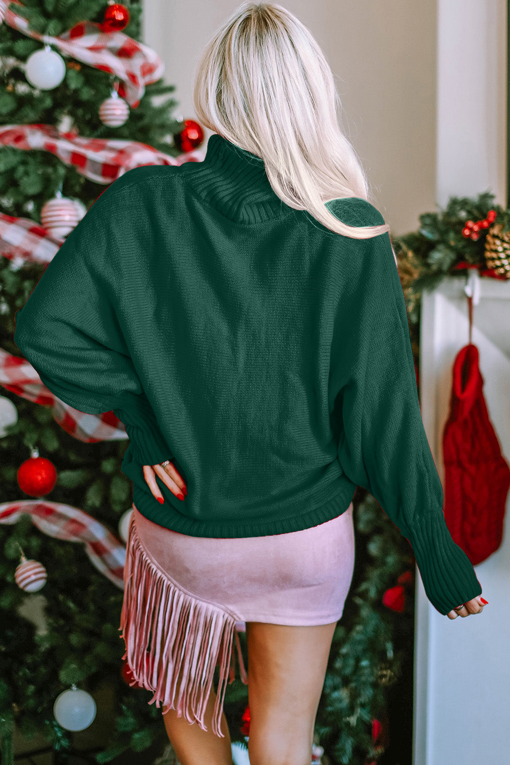 Double Take Full Size Merry Christmas Turtleneck Long Sleeve Sweater free shipping -Oh Em Gee Boutique