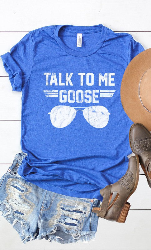 Talk to Me Goose White Ink Graphic Tee PLUS free shipping -Oh Em Gee Boutique