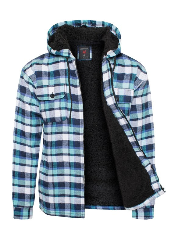 Men's Flannel Sherpa Lining Jacket free shipping -Oh Em Gee Boutique