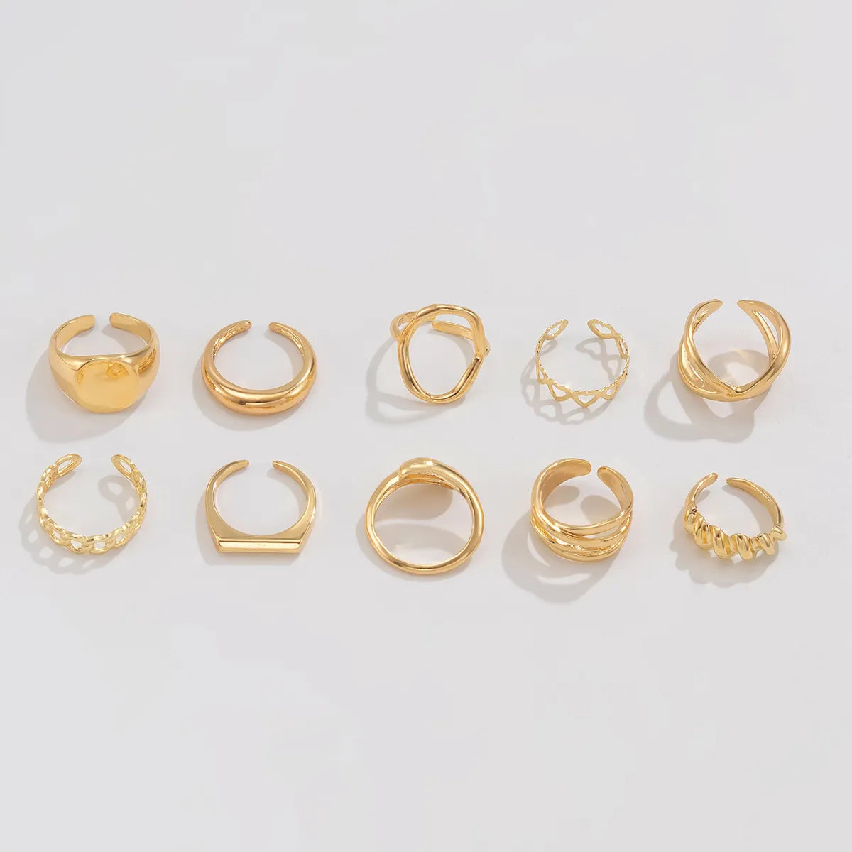 10-Piece Alloy Geometric Rings free shipping -Oh Em Gee Boutique