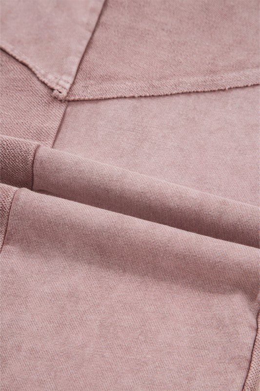 Mineral Wash Patchwork Tiered Wide Leg Pants free shipping -Oh Em Gee Boutique