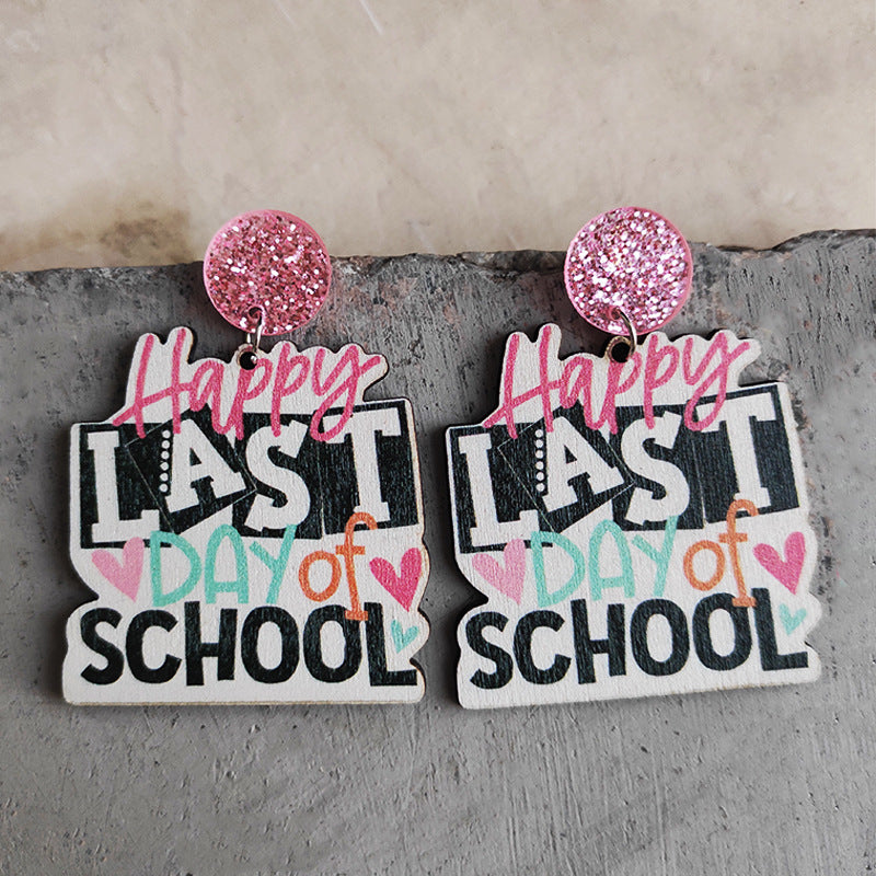 School Theme Wooden Dangle Earrings free shipping -Oh Em Gee Boutique