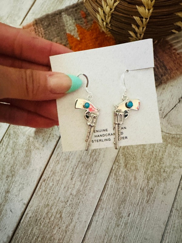Handcrafted Turquoise And Sterling Silver Pistol D free shipping -Oh Em Gee Boutique